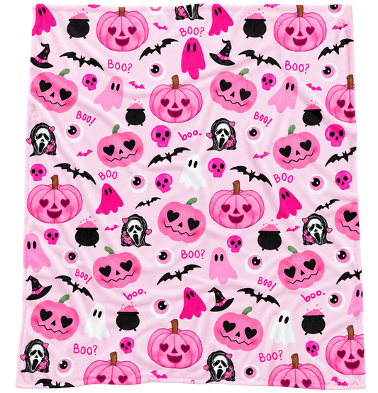 Pink Halloween Throw Blanket