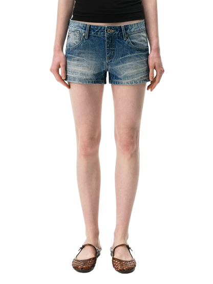Vintage-Wash Denim Shorts