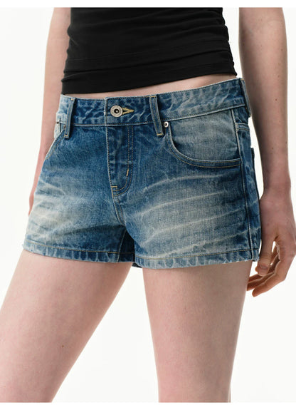 Vintage-Wash Denim Shorts