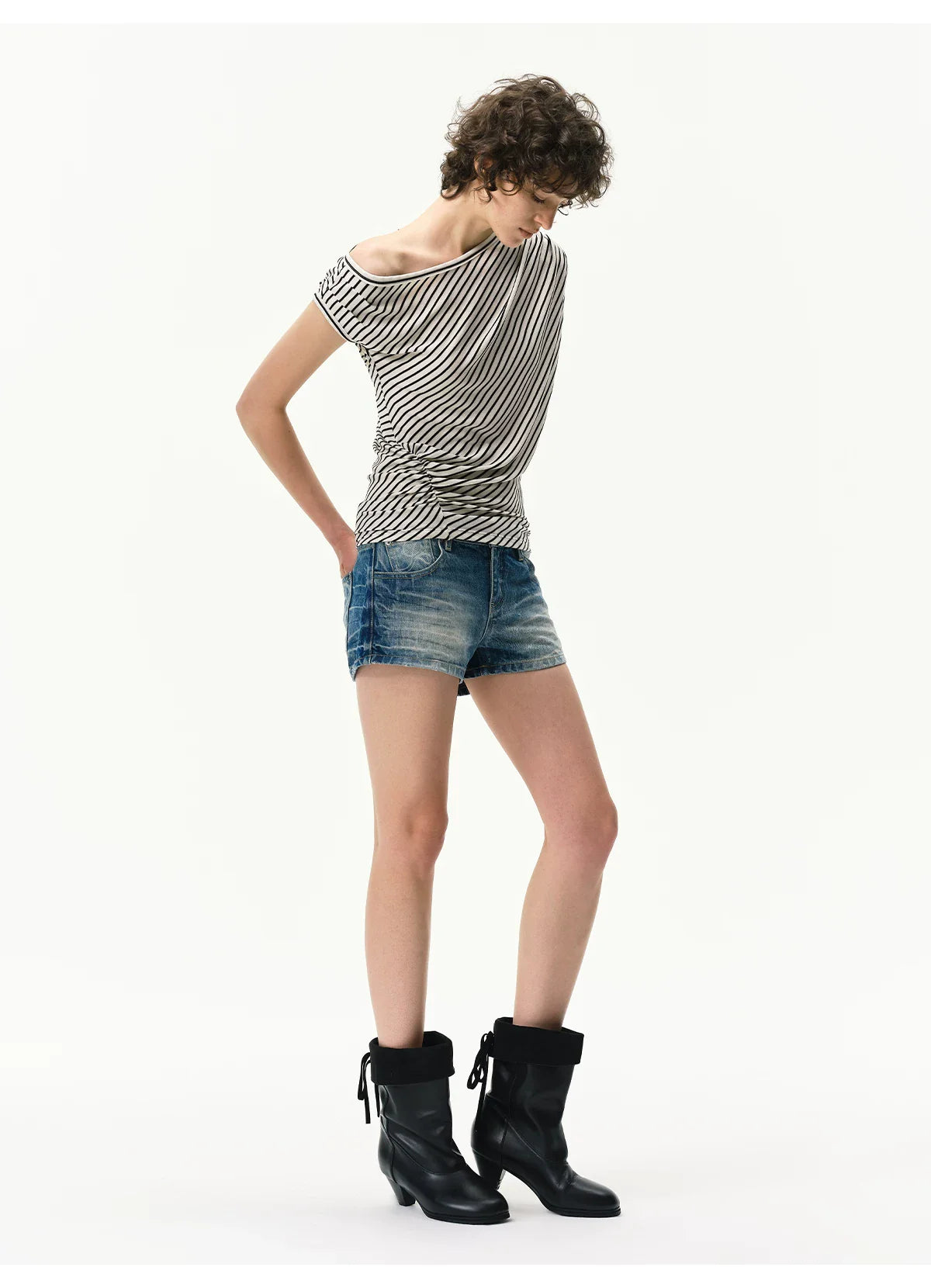 Vintage-Wash Denim Shorts